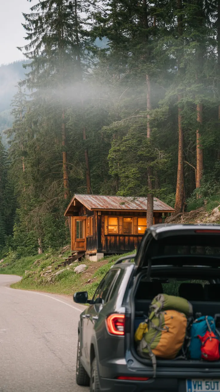 Scenic Road Trip + Cabin Atmosphere